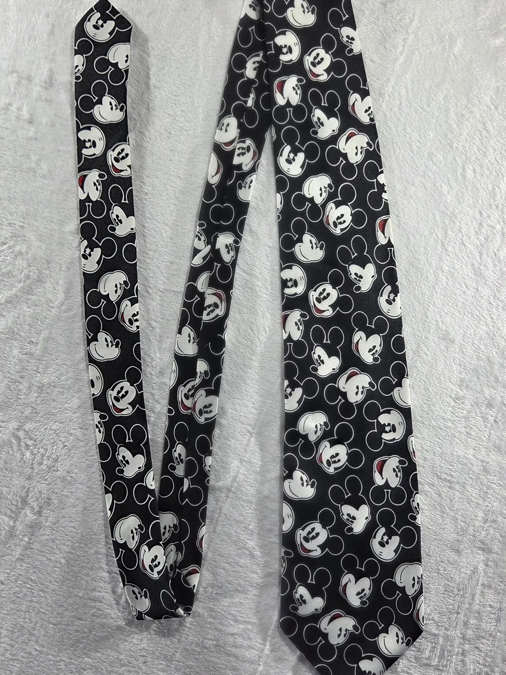 Vintage Disney Mickey Mouse Print Pattern Necktie Black White Red Men's A - 0116
